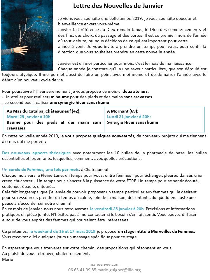 lettres des nouvelles de janvier