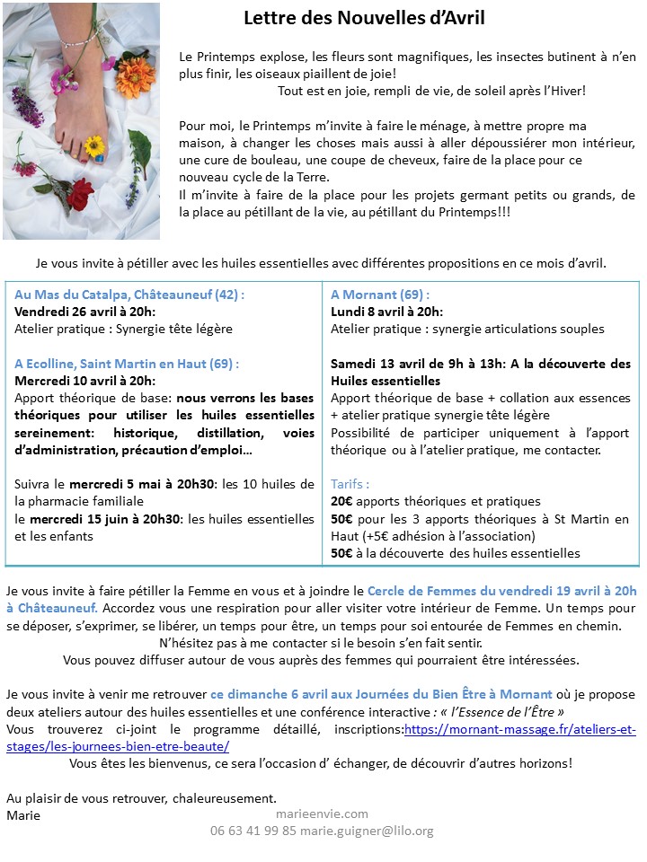 Lettres des Nouvelles d'Avril